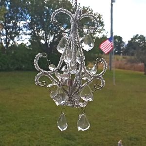 Hanging Candleholder Faux Crystal & Beads